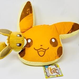 Pokemon Ichiban Kuji 2018 Pikachu Eevee Pancake Cushion 12" Japan US Seller